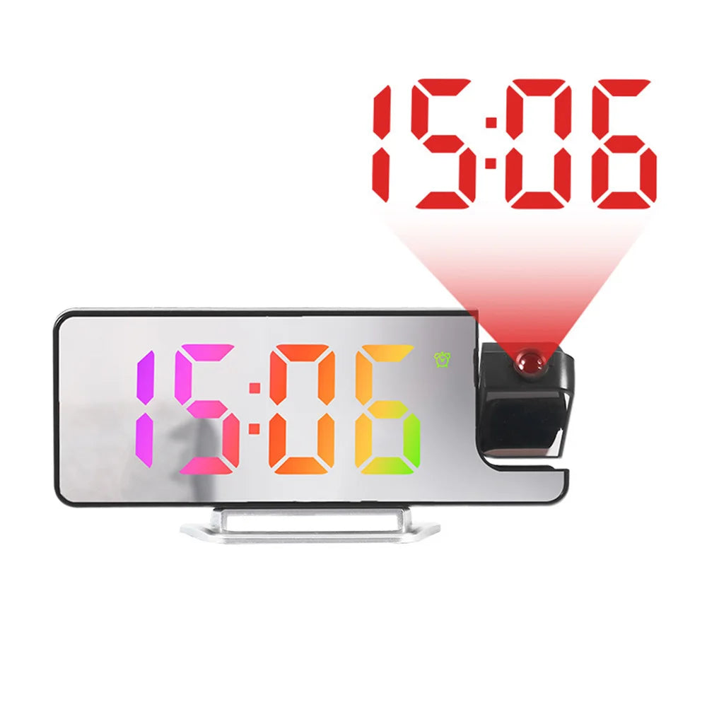 Digital Projector Alarm Clock with Night Light Electric USB 12/24H Display Table LED Clocks for Bedroom Living Room Home Decor