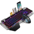 Wireless Gaming Keyboard Mouse with Smartphone Stand Rgb Backlit Metal Panel Bluetooth Gamer Mice Laptop Keyboard Accessories
