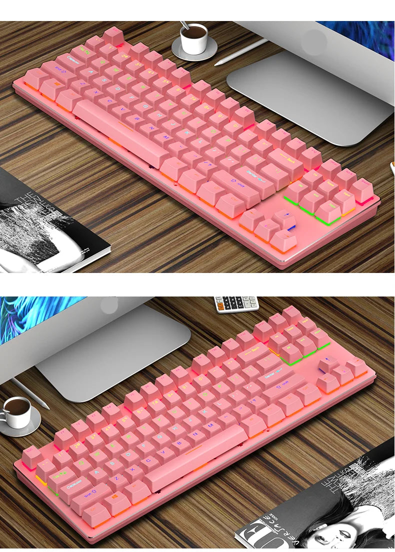 Backlit Gaming Mechanical Keyboard Gamer Mechanic Kit RGB PC USB Wired Keypad Keybord Ergonomic Computer Key Board Mini Teclado