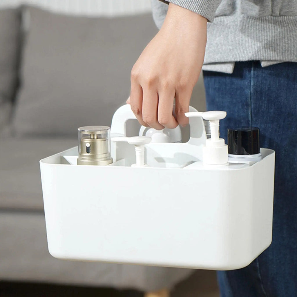 Desktop Cosmetic Organiser, Pen and Desk Organiser, Split Marker Organiser with Handle Bracket Portable Utility Fixed Container