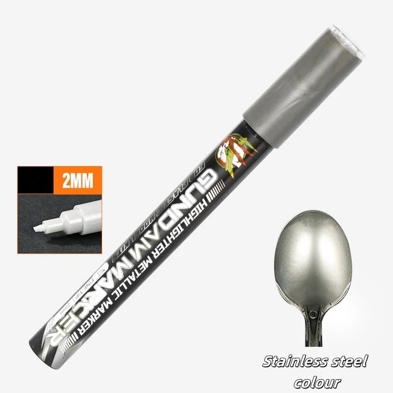 Metallic Markers Colouring Pens for Mech Painting Golden Paint Marker Pen Silvery Reflective Paint Model Marker Pen