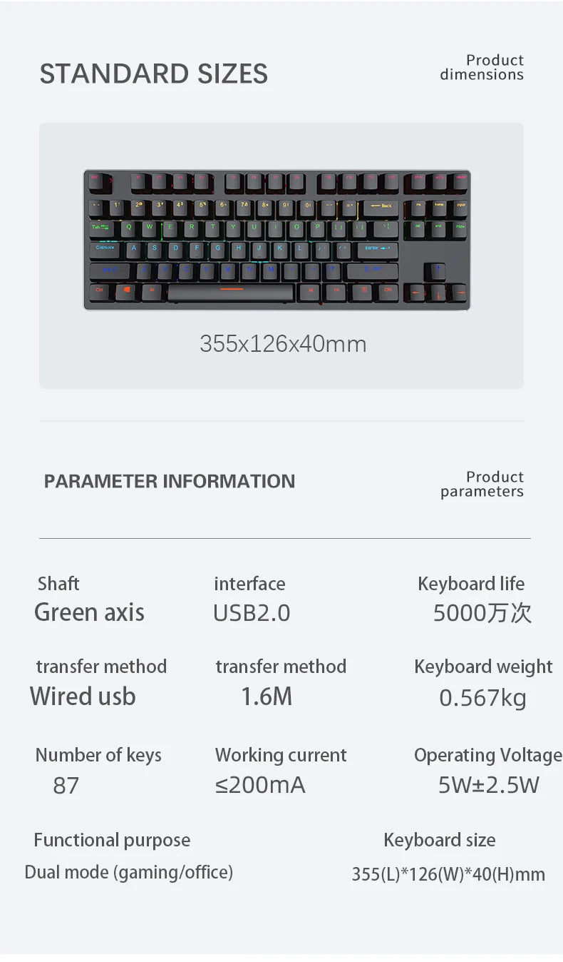 Backlit Gaming Mechanical Keyboard Gamer Mechanic Kit RGB PC USB Wired Keypad Keybord Ergonomic Computer Key Board Mini Teclado