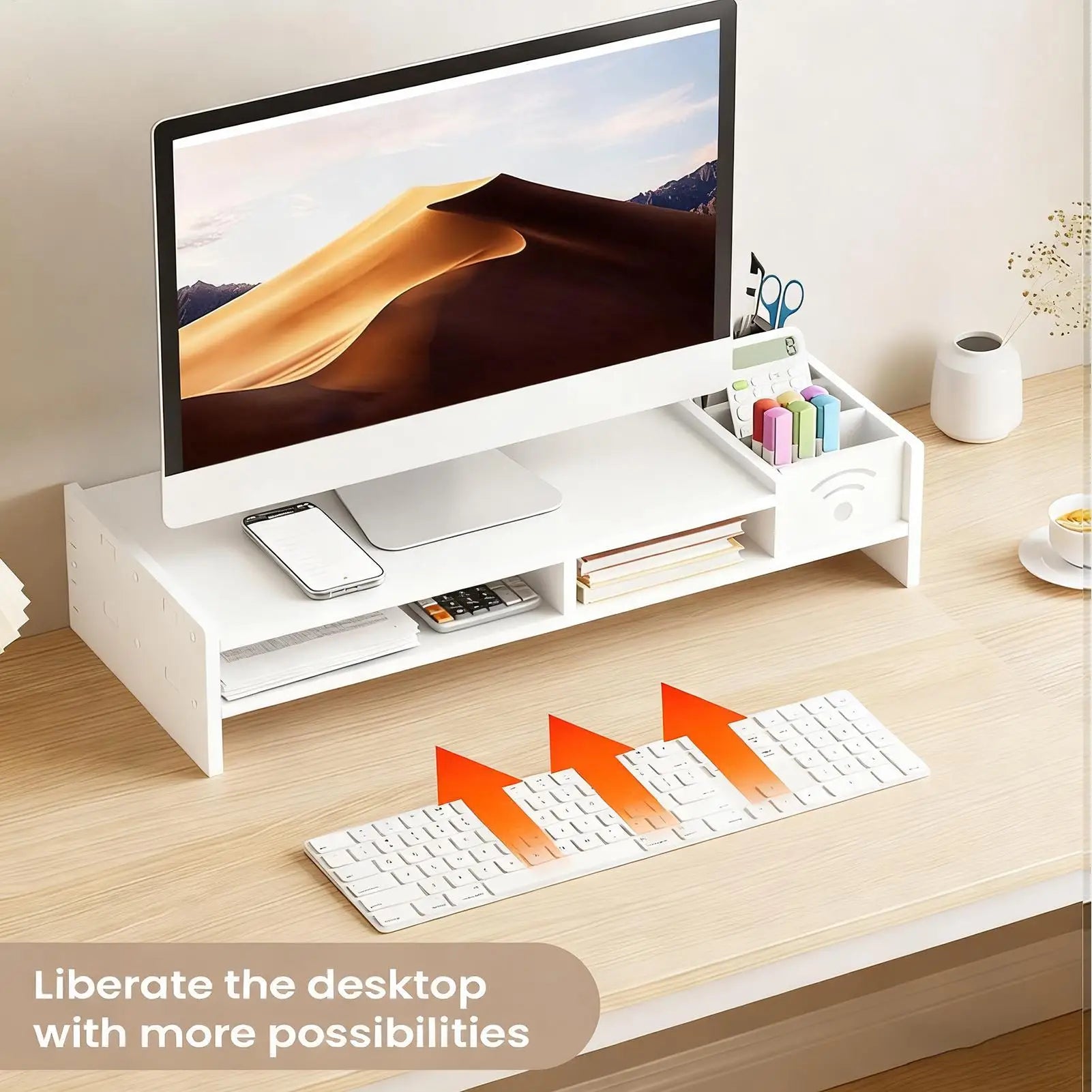 Monitor Stand Riser 2-Tier Ergonomic Shelf 4.3 Inch Height Monitor Riser with Storage Organizer Monitor Stand for Desk Laptop