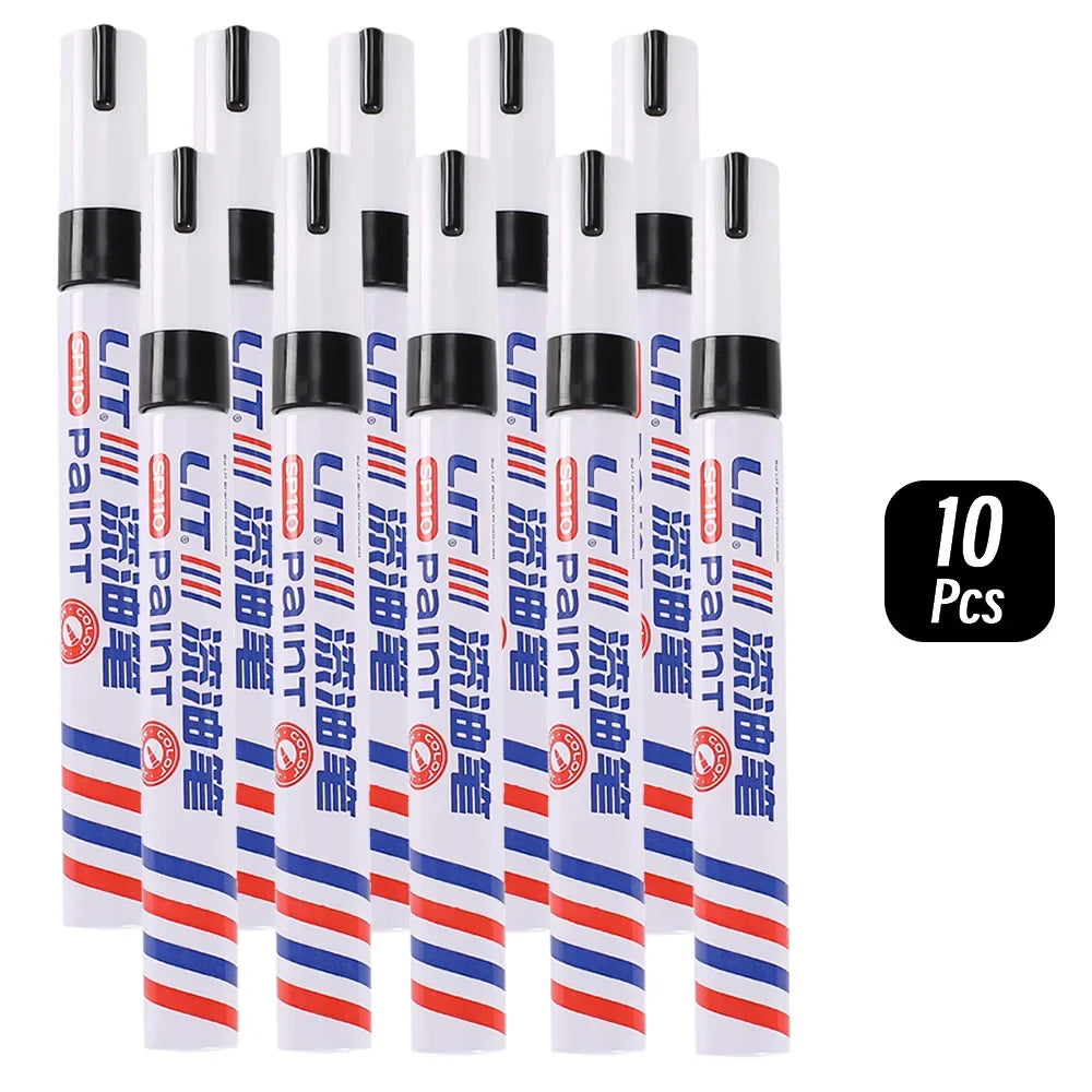 3mm 10p Colorful 8 Colors Permanent Paint Marker Waterproof White Markers tire tread rubber fabric Paint metal Paint Marker Pens